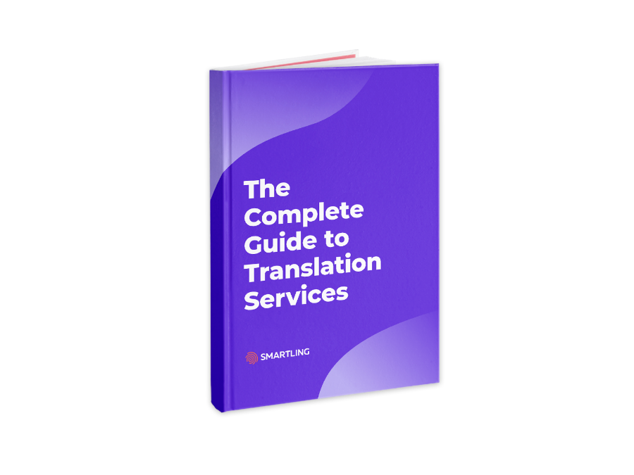 Book with text on cover: The Complete Guide to Translation Services